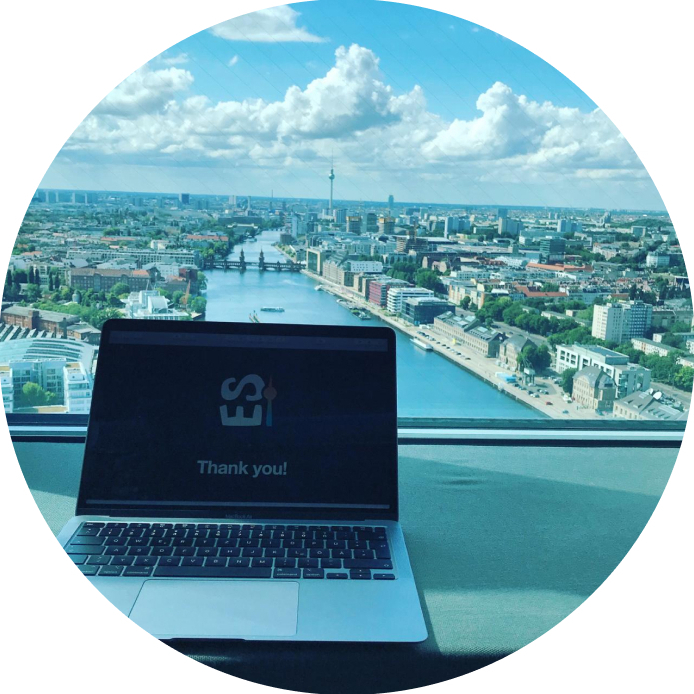 Laptop with Berlin skyline